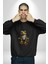 Frog Kurbağa Prens Kadın Erkek Siyah Baskılı Sweatshirt 5