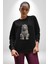 Beyaz Kaplan Kadın Erkek Siyah Baskılı Sweatshirt 1