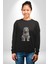 Beyaz Kaplan Kadın Erkek Siyah Baskılı Sweatshirt 4