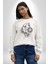 Ay Güneş Astroloji Aşk Estetik Kadın Erkek Beyaz Baskılı Sweatshirt 1