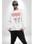 Sevgili Balon Aşk Salıncak Sevgililer Günü Kadın Erkek Beyaz Baskılı Sweatshirt 4