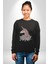 Unicorn Çiçek Kadın Erkek Siyah Baskılı Sweatshirt 3