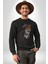 Kızılderili Tilki Kadın Erkek Siyah Baskılı Sweatshirt 5