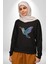Sinek Kuşu Renkli Kadın Erkek Siyah Baskılı Sweatshirt 1