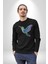 Sinek Kuşu Renkli Kadın Erkek Siyah Baskılı Sweatshirt 4