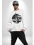 Özgürlük Anıtı ve Amerikan Bayrağı Silüeti Kadın Erkek Beyaz Sweatshirt 3
