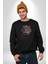 Su Aygırı Hipopotamo Renkli Kadın Erkek Siyah Baskılı Sweatshirt 3