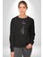 Gezegenler Balon Astronot Yükselişi Kadın Erkek Siyah Baskılı Sweatshirt 1