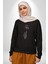Gezegenler Balon Astronot Yükselişi Kadın Erkek Siyah Baskılı Sweatshirt 4