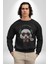 Kulaklıklı Hipster Portre Panda Kadın Erkek Siyah Baskılı Sweatshirt 4