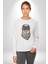 Kasket Bandana Motorcu Kedi Kadın Erkek Beyaz Baskılı Sweatshirt 4