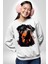 Sulu Boya Rottweiler Kadın Erkek Beyaz Sweatshirt 3
