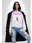 Parlayan Siyah Kedi Kadın Erkek Beyaz Sweatshirt 5