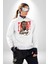 Basketbol Oyun Zamanı Kadın Erkek Beyaz Sweatshirt 3