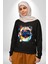 Sulu Boya Pug Köpek Kadın Erkek Siyah Sweatshirt 1