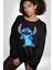 Lilo And Stitch Çizgi Film Animasyon  Kadın Erkek Siyah Sweatshirt 3