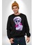 Kulaklık Gözlük Pop Art Heykel Kadın Erkek Siyah Sweatshirt 5
