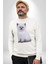 Beyaz Yavru Kedi Kadın Erkek Beyaz Sweatshirt 1