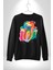 Diş Doktoru Diş Anatomisi Özel Tasarım Kadın Erkek Siyah Sweatshirt 3