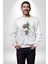 Komik Köpek Sörf Tahtası Bisiklet Kadın Erkek Beyaz Baskılı Sweatshirt 1
