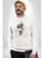 Komik Köpek Sörf Tahtası Bisiklet Kadın Erkek Beyaz Baskılı Sweatshirt 4