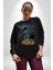 Gitar Astronot Müzik Uzay Kadın Erkek Siyah Baskılı Sweatshirt 2