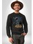 Gitar Astronot Müzik Uzay Kadın Erkek Siyah Baskılı Sweatshirt 5