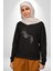 Kedi Bakışı Duygusal Kadın Erkek Siyah Sweatshirt 3