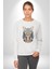 Kulaklık Kedi Kadın Erkek Beyaz Baskılı Sweatshirt 2