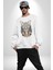 Kulaklık Kedi Kadın Erkek Beyaz Baskılı Sweatshirt 5