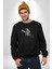 Kask Motorsiklet Dünya Turu Kadın Erkek Siyah Baskılı Sweatshirt 1