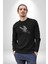 Kask Motorsiklet Dünya Turu Kadın Erkek Siyah Baskılı Sweatshirt 4