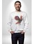 Anka Kuşu Ateş Kuşu Kadın Erkek Beyaz Baskılı Sweatshirt 3