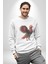 Anka Kuşu Ateş Kuşu Kadın Erkek Beyaz Baskılı Sweatshirt 5
