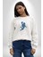 Basketbol Mars Uzay Smaçı Kadın Erkek Beyaz Baskılı Sweatshirt 2