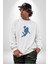 Basketbol Mars Uzay Smaçı Kadın Erkek Beyaz Baskılı Sweatshirt 3