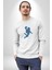 Basketbol Mars Uzay Smaçı Kadın Erkek Beyaz Baskılı Sweatshirt 4