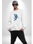 Basketbol Mars Uzay Smaçı Kadın Erkek Beyaz Baskılı Sweatshirt 5