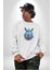 Su Aygırı Hipopotamo Renkli Kadın Erkek Beyaz Baskılı Sweatshirt 4