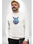 Su Aygırı Hipopotamo Renkli Kadın Erkek Beyaz Baskılı Sweatshirt 5