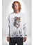 Kızılderili Tilki Kadın Erkek Beyaz Baskılı Sweatshirt 3