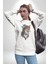 Kızılderili Tilki Kadın Erkek Beyaz Baskılı Sweatshirt 4
