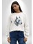 Robot Cyborg Köpek Doberman Kadın Erkek Beyaz Baskılı Sweatshirt 3