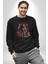 Astronot Yapay Zeka Yürüyüş Kadın Erkek Siyah Baskılı Sweatshirt 2