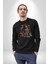 Astronot Yapay Zeka Yürüyüş Kadın Erkek Siyah Baskılı Sweatshirt 3