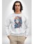 Kızlar Modası Dövme Çiçek Kadın Erkek Beyaz Baskılı Sweatshirt 5