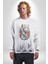 Beyaz Kaplan Ailesi Renkli Tüyler Kadın Erkek Beyaz Baskılı Sweatshirt 1