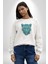 Yeşil Leopar Kafası Kadın Erkek Beyaz Baskılı Sweatshirt 2