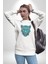 Yeşil Leopar Kafası Kadın Erkek Beyaz Baskılı Sweatshirt 4