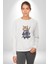 Asyalı Kedi Samuray Savaşcı Kadın Erkek Beyaz Baskılı Sweatshirt 5